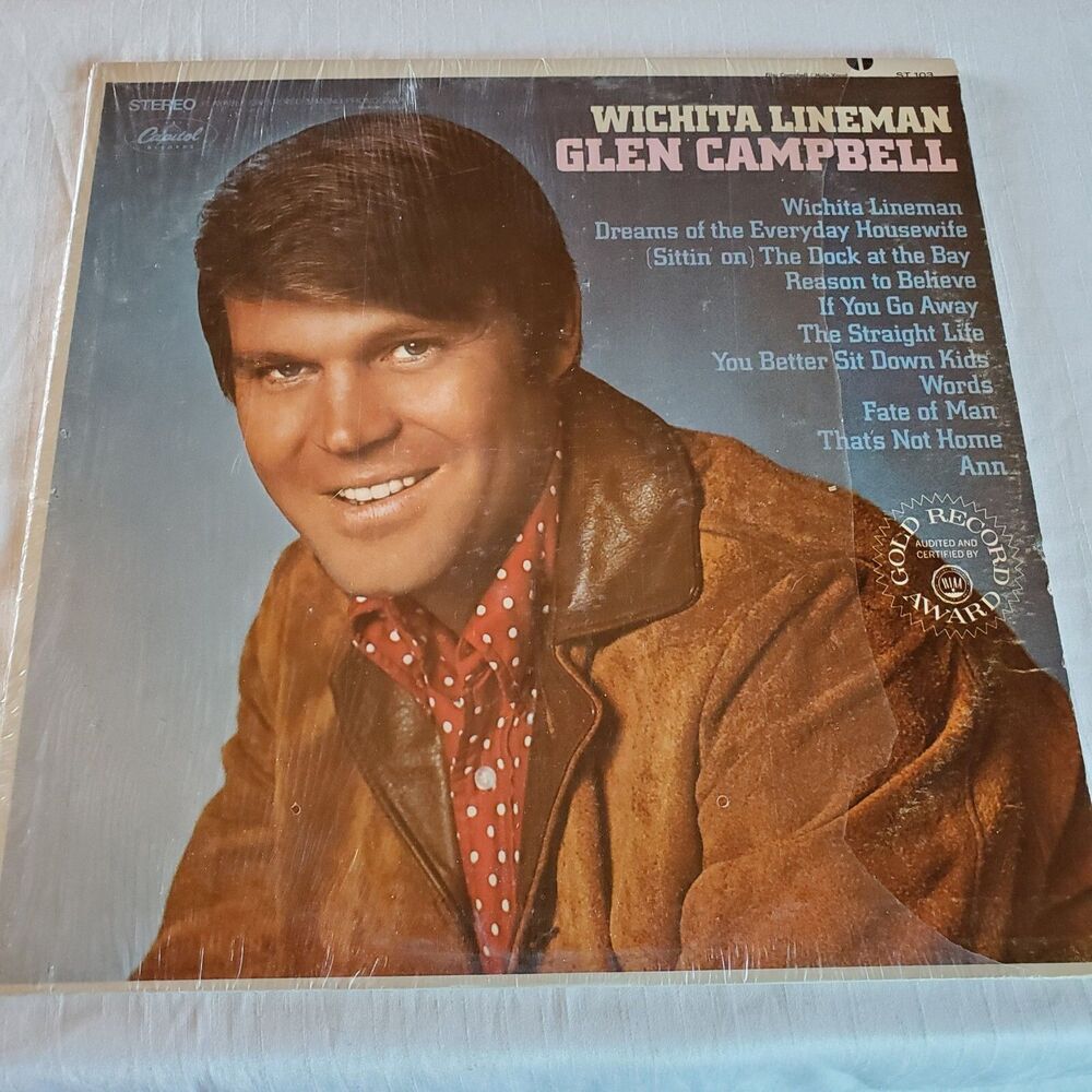 Glen Campbell Wichita Lineman 12" Vinyl Record 33 RPM 1968 Capitol Country Rock